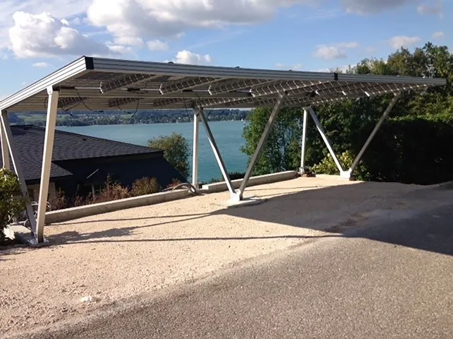 Alu Stellplatz Unterkonstruktion Solar Doppelglasmodule Photovoltaik PV Dach PVC Carport