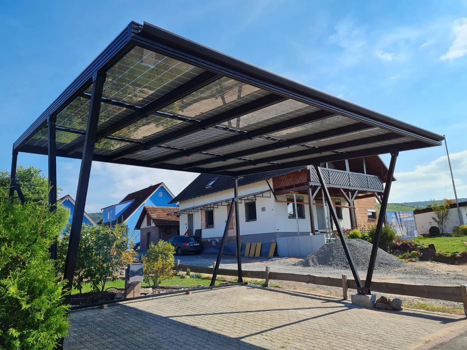 Aluunterkonstruktion Solar Doppelglasmodule Photovoltaik PV Dach PVC Carport Glas Glas