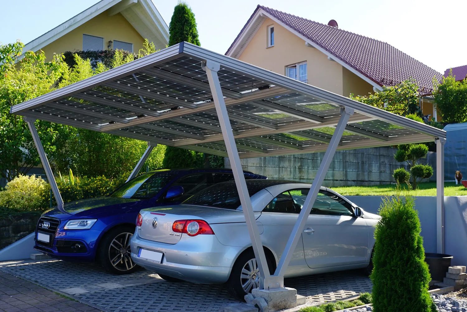 Aluunterkonstruktion Solar Solarmodul Doppelglasmodule Photovoltaik PV Dach PVC Carport