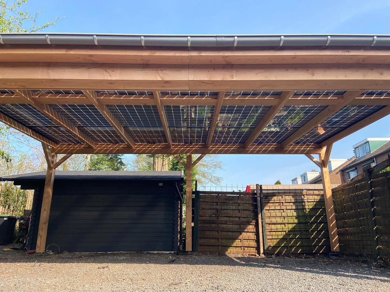 Holz Unterkonstruktion Solar Doppelglasmodule Photovoltaik PVC Dach PVC Carport bifacial