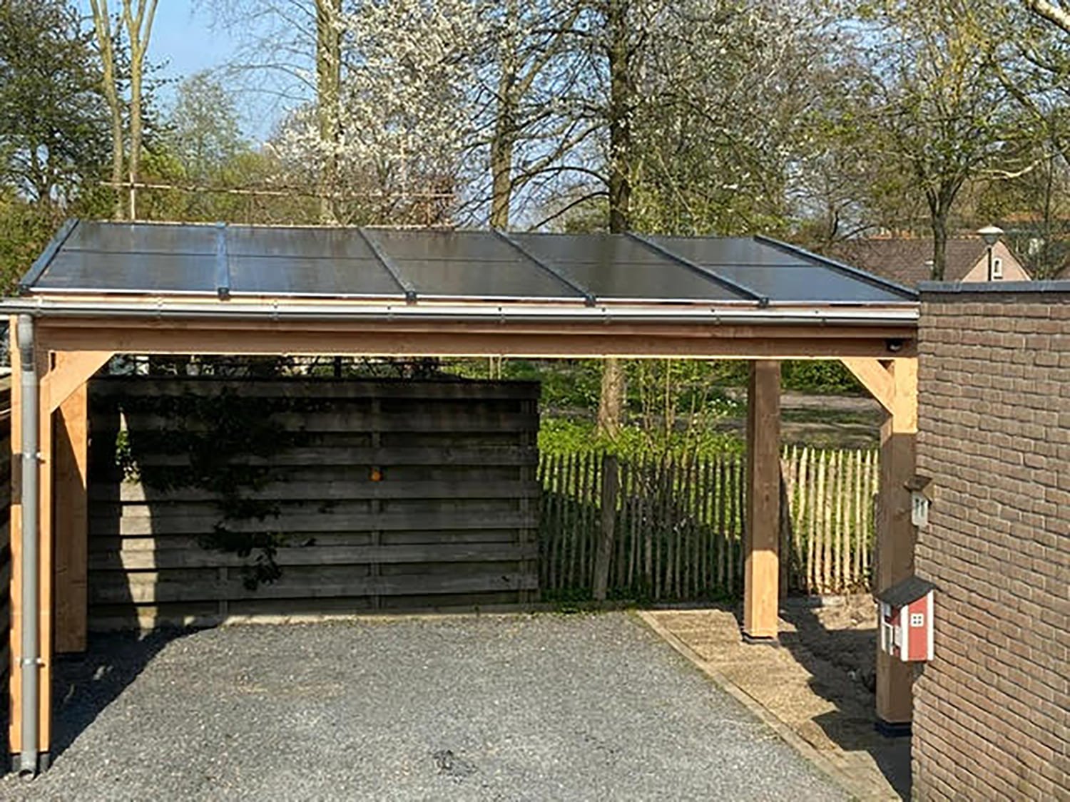 Holz Unterkonstruktion Solar Doppelglasmodule Photovoltaik PVC Dach PVC Carport