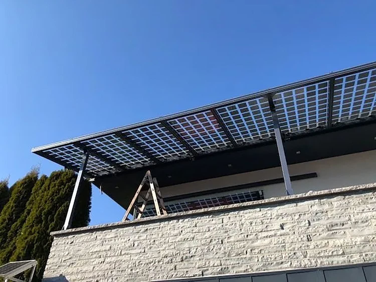 Photovoltaikterrasse Glas Glas Module Terrassenkonstruktion Solarmodule