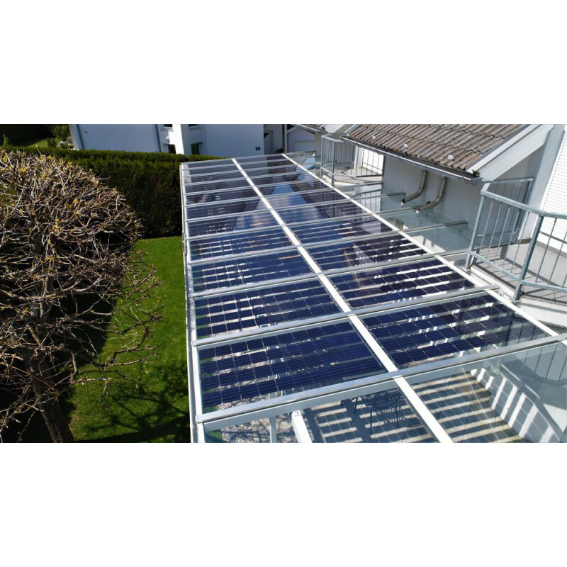 Sonnenkraft Glas40 205 Wp Glas PV Modul bifacial 40% Transparenz (1700 mm x 995 mm x 7 mm)+