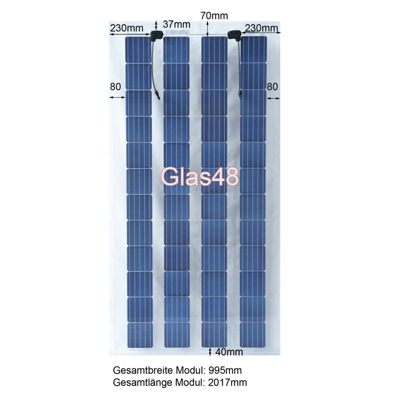 Sonnenkraft Glas48 245 Wp Glas PV Modul bifacial 40% Transparenz (2017 mm x 995 mm x 7 mm)+