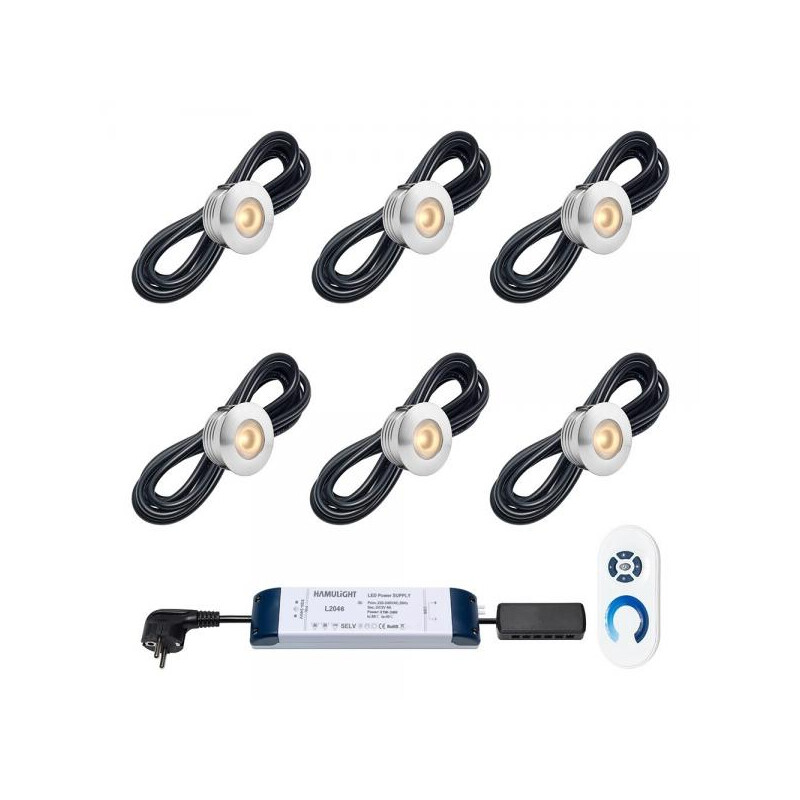 LED-Set mit Spots á 3 Watt, IP 44, fest 8 Spots