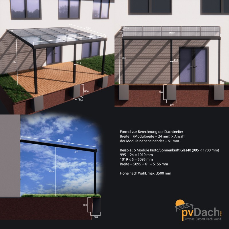 PV-Terrasse Unterkonstruktion Alu 4 m x 5 m