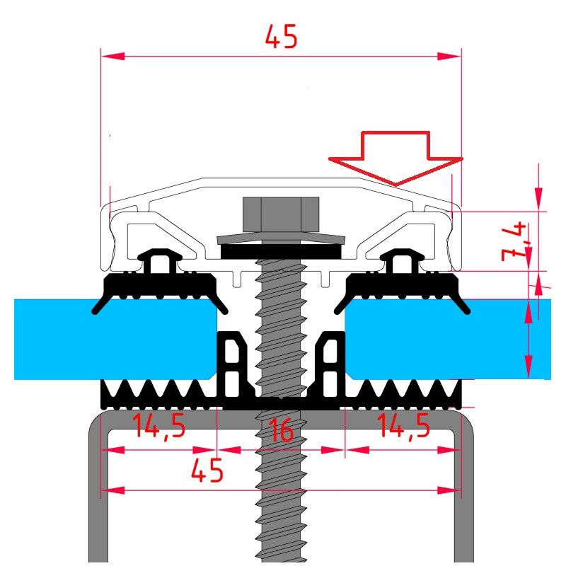 Abdeckschiene für Montagesystem, Klippsystem, anthrazit, Preis/mtr.