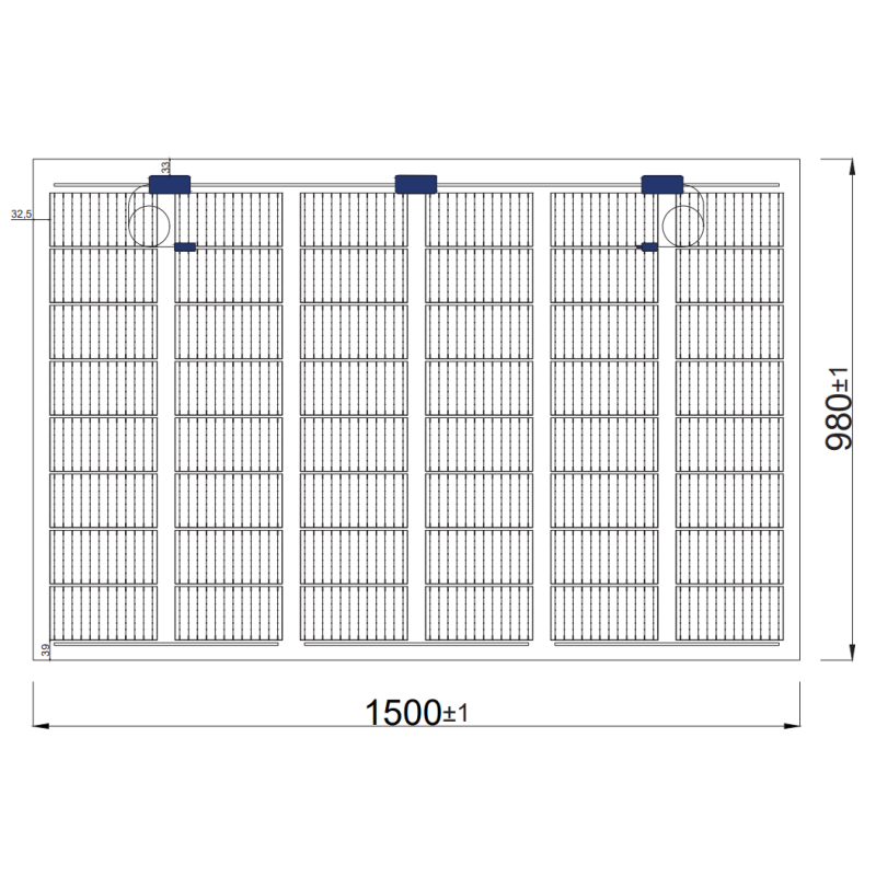 TommaTech 240 Wp 48PM G2G Terrassen-Solarmodul bifacial 27% Transparenz (1500 mm x 980 mm x 7.6 mm)