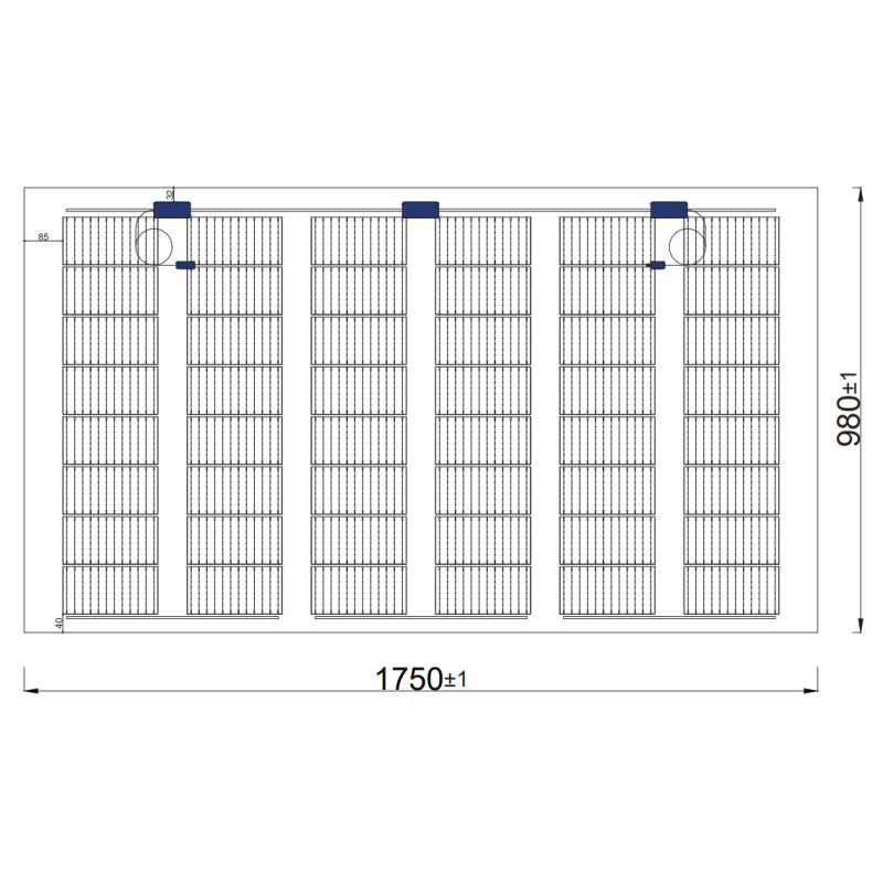 TommaTech 240 Wp 48PM G2G Terrassen-Solarmodul bifacial 38 % Transparenz (1750 mm x 980 mm x 7.6 mm)