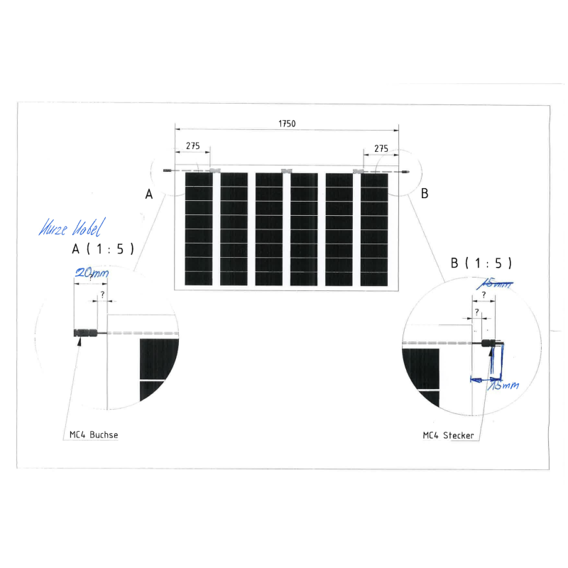 TommaTech 240 Wp 48PM G2G Terrassen-Solarmodul bifacial 38 % Transparenz (1750 mm x 980 mm x 7.6 mm)