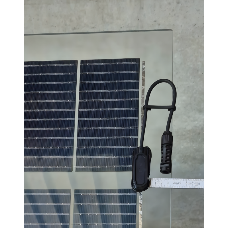 TommaTech 400 Wp 80PM G2G Terrassen-Solarmodul bifacial 27% Transparenz (2500 mm x 980 mm x 7.6 mm)