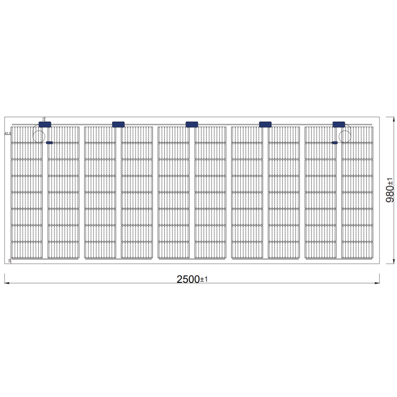TommaTech 400 Wp 80PM G2G Terrassen-Solarmodul bifacial 27% Transparenz (2500 mm x 980 mm x 7.6 mm)