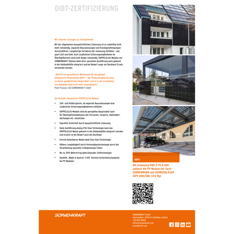 Sonnenkraft 440 Wp ÜKZ Glas PV RAHMENMODUL bifacial 13% Transparenz (1762 mm x 1134 mm x 35 mm)