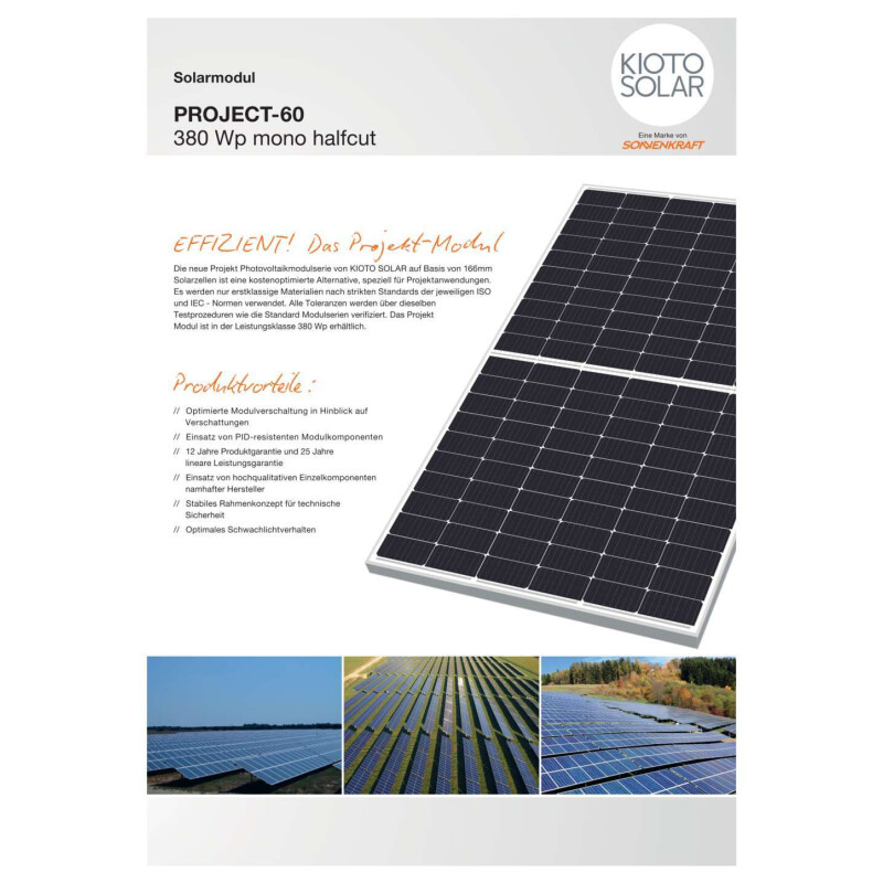 Sonnenkraft KPV 380 Wp PV FRAMEMODULE dubbelglas zwart frame (1755 mm x 1038 mm x 40 mm)